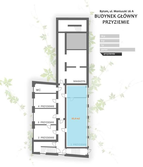 Do wynajęcia lokal biurowo-usługowy 65m2 Parter Centrum Bytomia