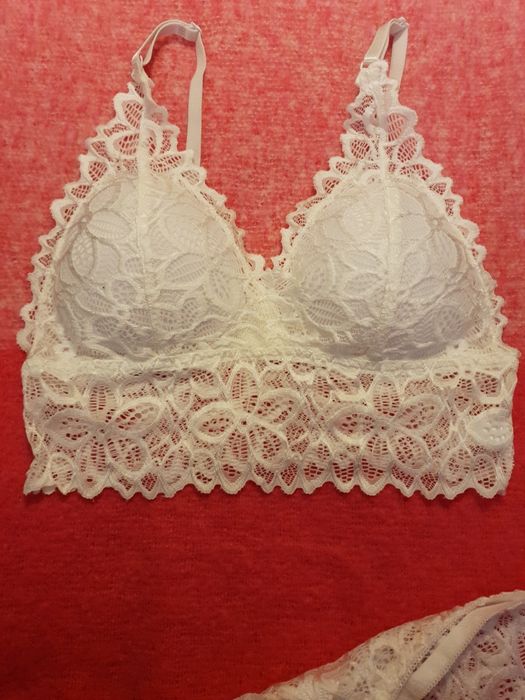 Komplet Koronkowy Biustonosz Figi Zestaw Bielizny Koronka Seksowny
