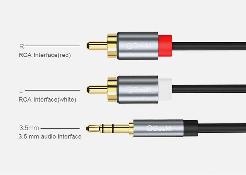 QGeeM kabel przewód 3,5mm Jack do 2RCA Cinch 3 metra
