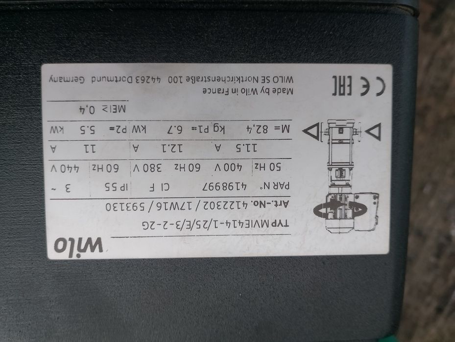 Pompa.  Wilo   silnik 5,5 kW