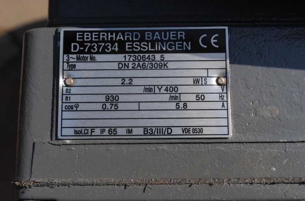Silnik 2.2kw. 930obr./min.Hamulec, BAUER!