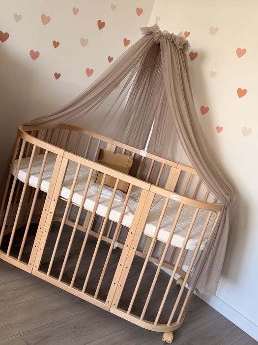 Łóżeczko Waldin 7w1 prostokąt/kwadrat drewno