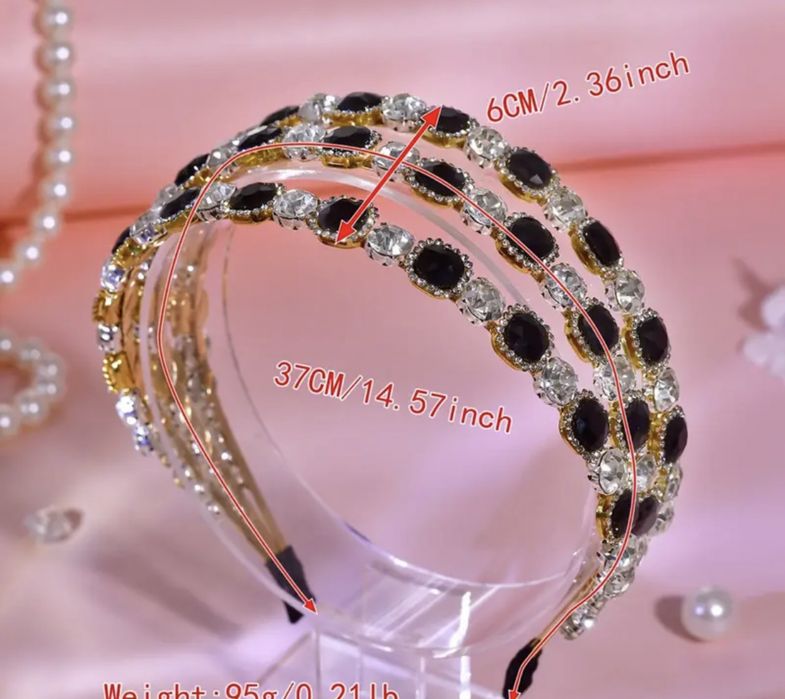 Ободок обруч со стразами на голову. Украшения для волос.