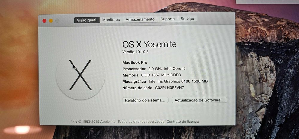 Macbook Pro 2015 8GB Ram 512GB SSD impecável