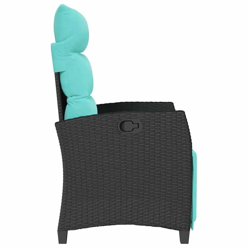 Cadeira De Jardim Reclinável Com Mesa De Apoio Vime Pe Preto