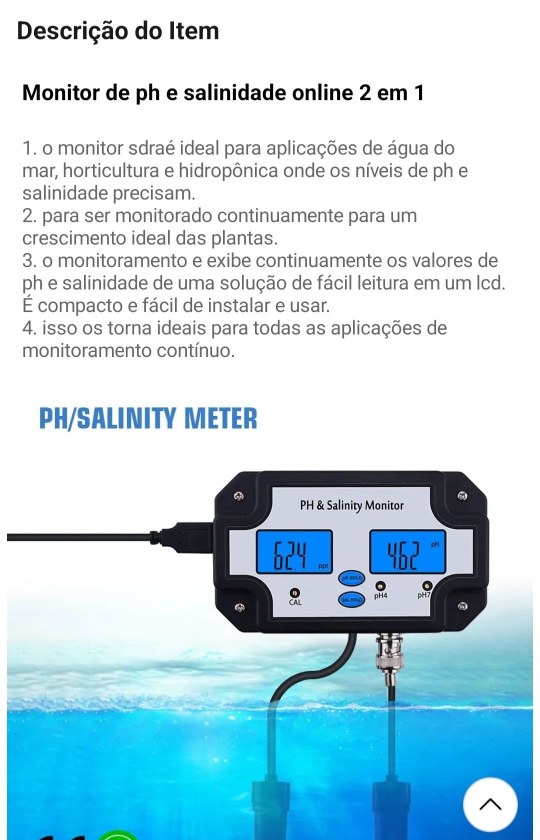 Medidor ph e salinidade para piscinas