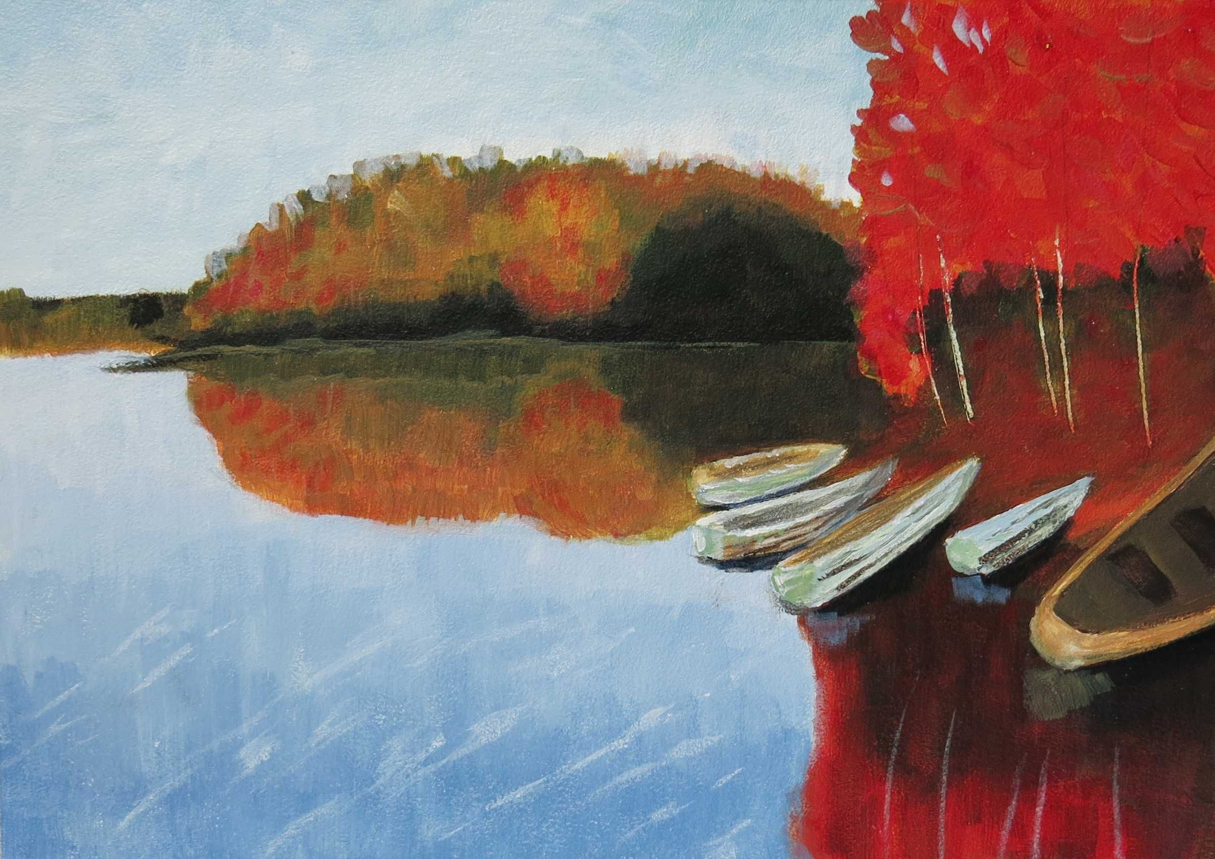 Ręcznie malowany obraz 21x30 pejzaż