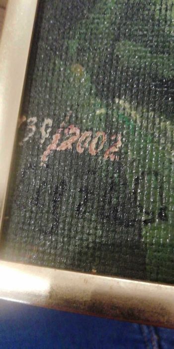 obraz recznie malowany Ciezak z 2002 roku. Rozmiar z ramą: 30x21cm.