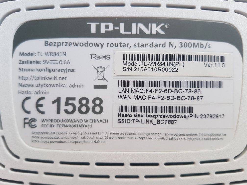 Router WiFi TP-LINK TL-WR841N