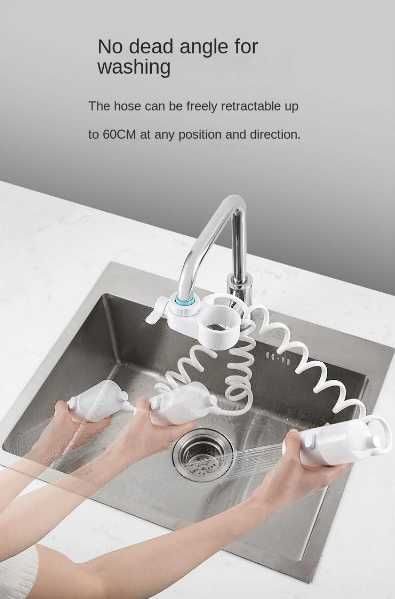 Розсувна насадка душ на кухонний кран з дозатором миючого засобу