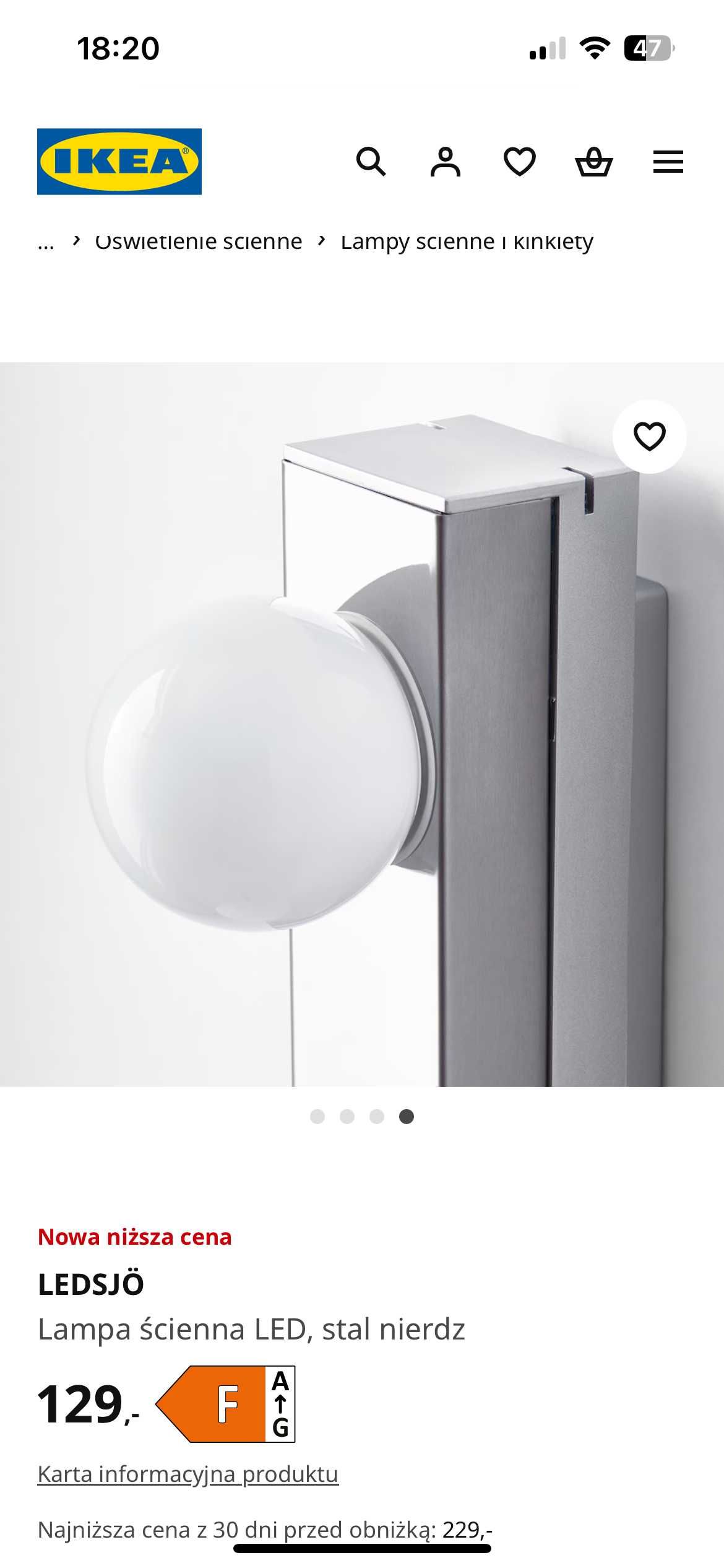 Lampa ścienna LEDSJO ikea