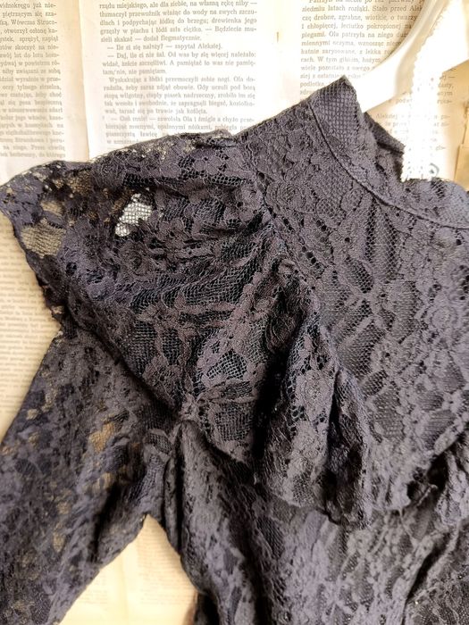 Zara dress+shorts M L biust 49,5x2 koronka gotic dark romantic