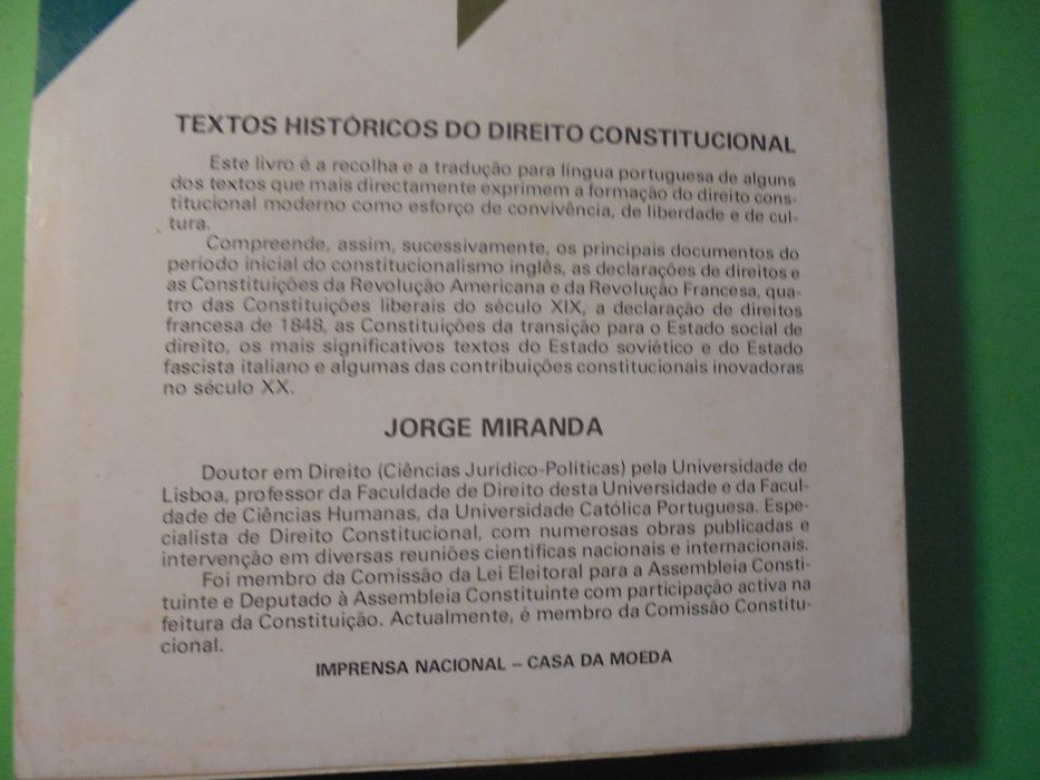 Miranda (Jorge);Textos Históricos do Direito Constitucional