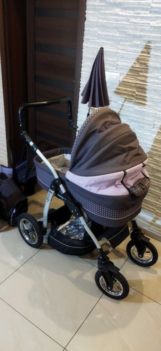 Wózek dziecięcy 3 w 1 Jedo fioletowy pompowane koła