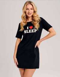 czarna koszula nocna halka piżama sinsay xs 34 I love sleep