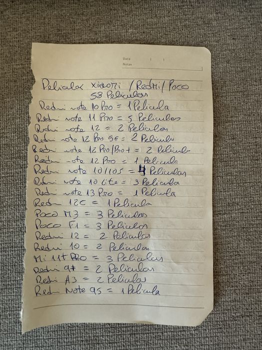 Peliculas de vidro NOVAS 229 iphone/Sam/Tcl/xiaomi/ huawei/oppo