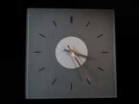 Relógio de parede quadrado, minimalista, em vidro fosco temperado