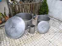 Conjunto de tachos Industriais em Alumínio fundido - 120L, 45L e cafet