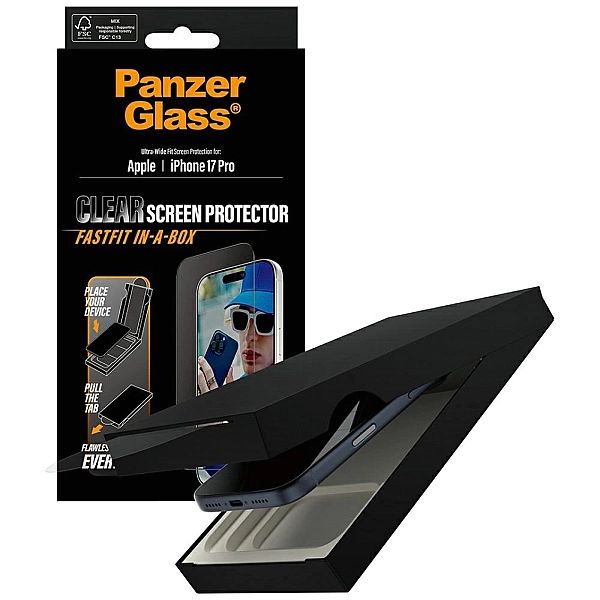 Szkło hartowane PanzerGlass Ultra-Wide Fit Fastfit na iPhone 17 Pro