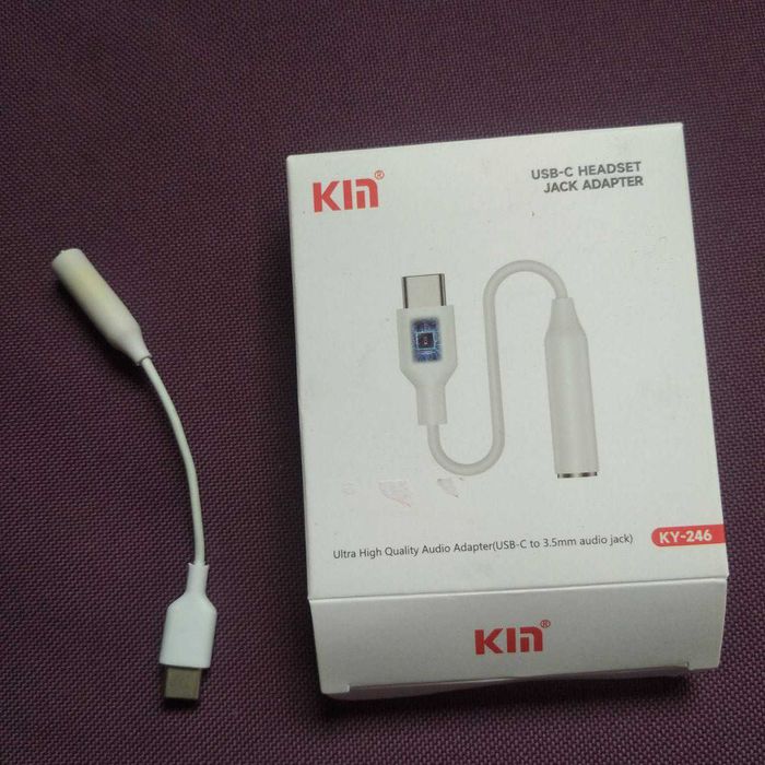 Перехідник USB-C HEADSET JACK ADAPTER KIN KY-246 3.5 мм Білий