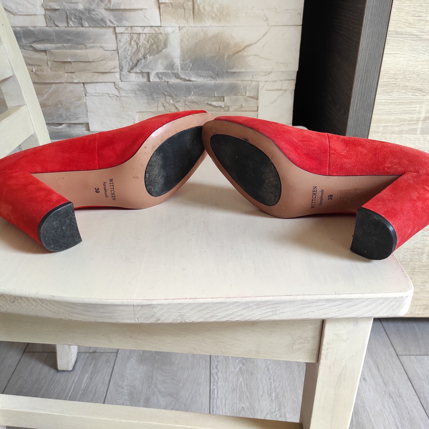 Buty na słupku zamszowe rude pomarańczowe r 39