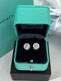 Золотые Серьги пусеты с GIA бриллиантами 1.42ct В стиле Tiffany