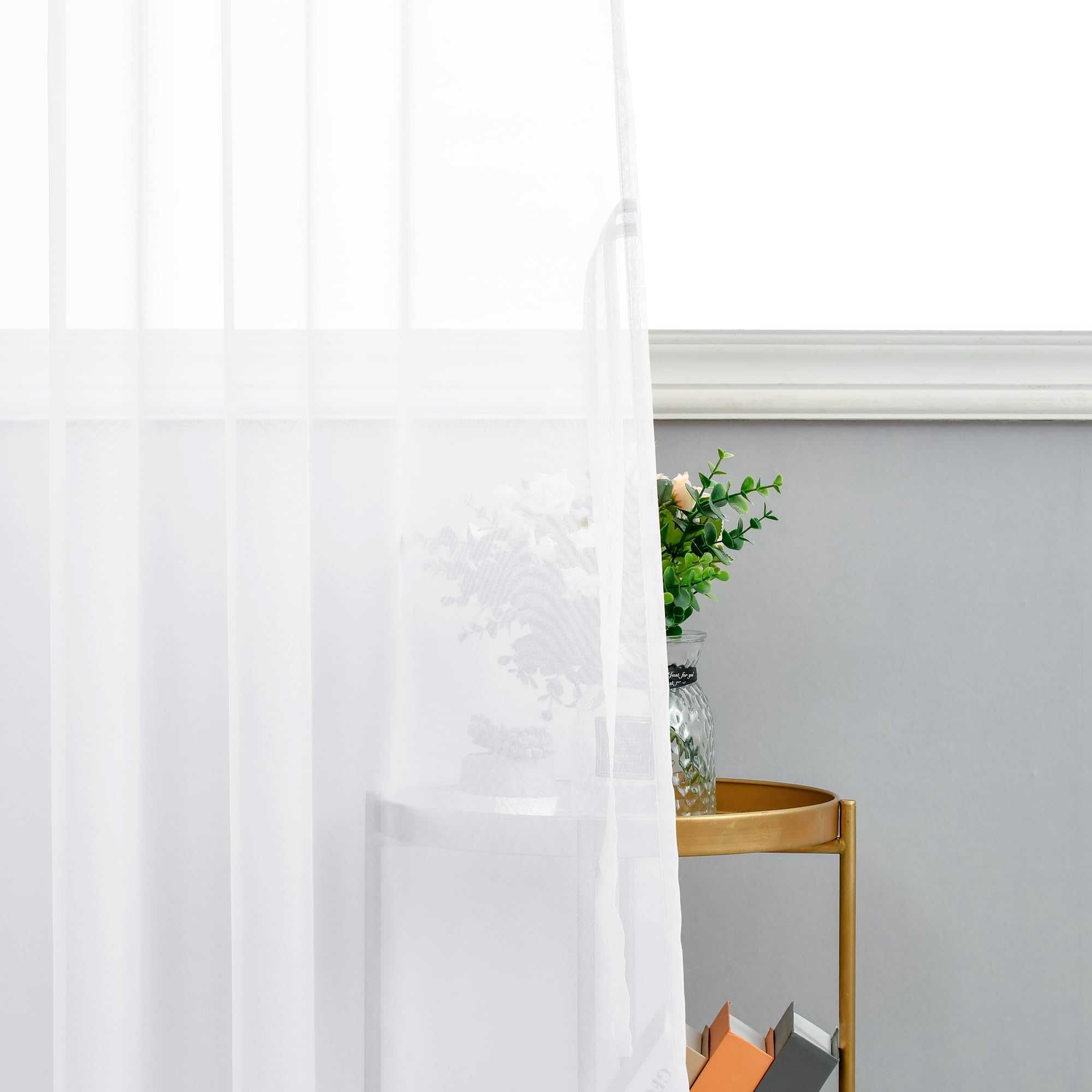 JIUZHEN Zasłona półprzezroczysta, do salonu 2 szt, 260 x 140 cm biała