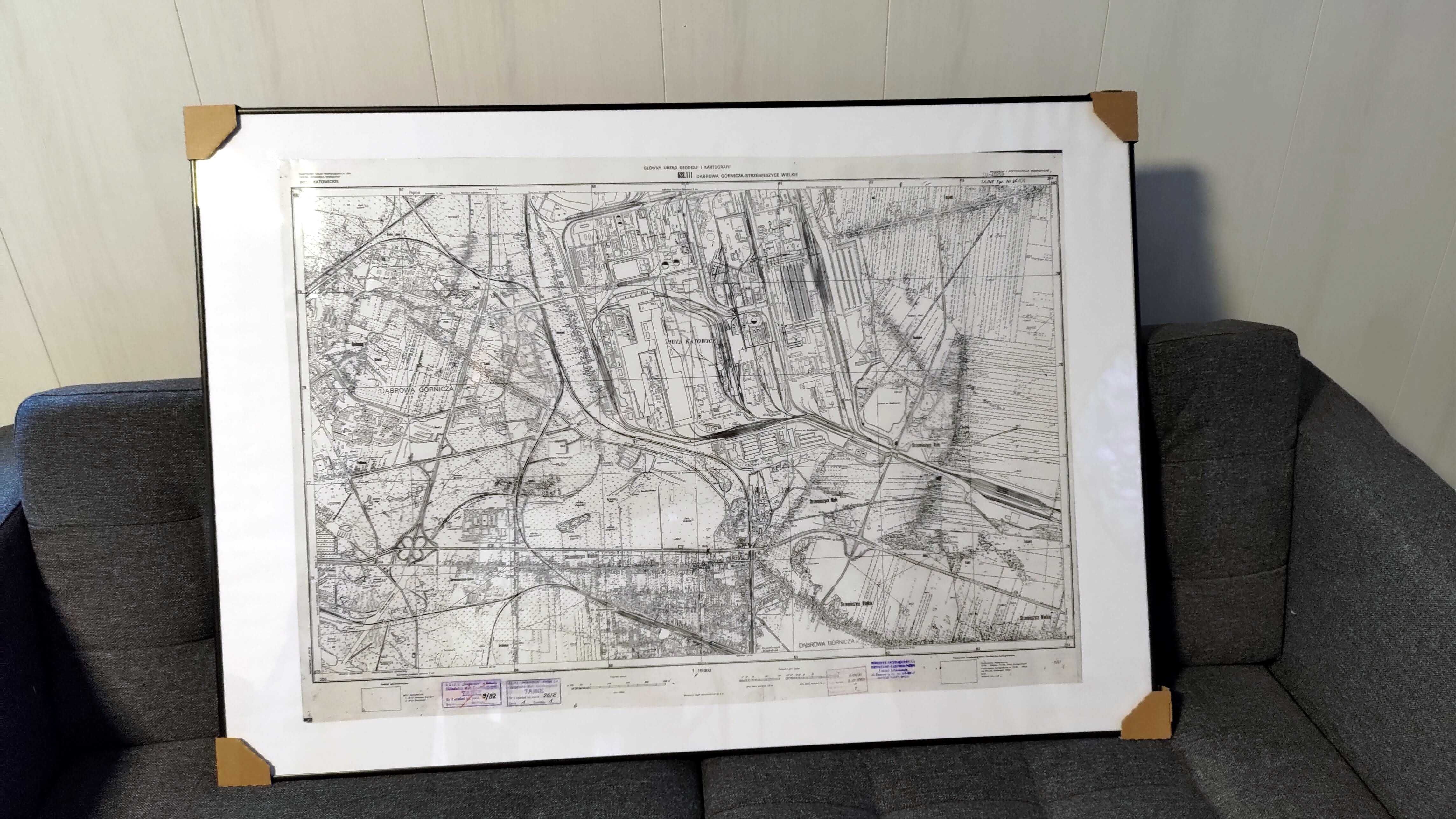 mapa PRL transparentna foliogram oryginał tajne plakat