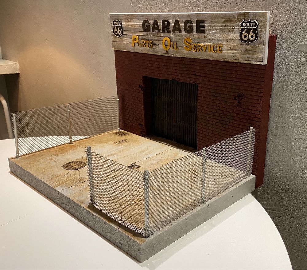 Diorama 1:18 Route 66 Ford Chevrolet Mustang Makieta Camaro Garage USA