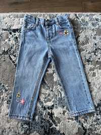 86 primark spodnie jeansy kwiaty haft niebieskie