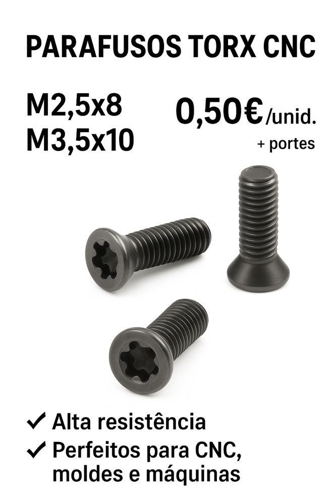 Parafusos Torx CNC M2,5x8 e M3,5x10