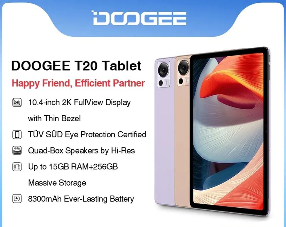 Планшет Doogee T20 4G 10,4" 8/256Gb 2000x1200 IPS 8300 мАh