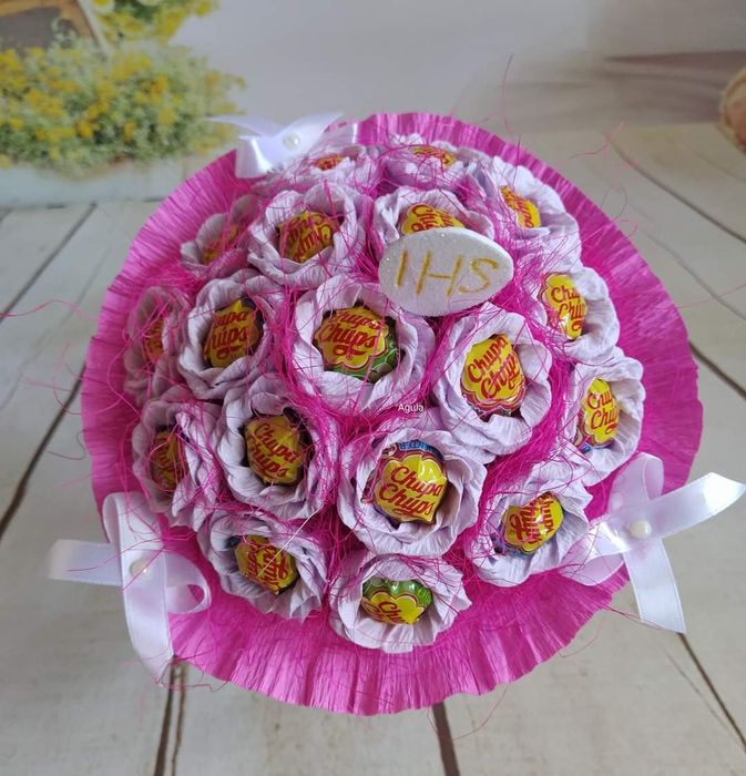 Bukiet z 18 szt lizaków Chupa Chups komunia, ślub, urodziny, 18 stka