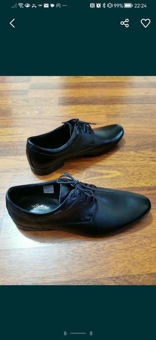 Eleganckie Skórzane Wizytowe Półbuty Męskie Czarne