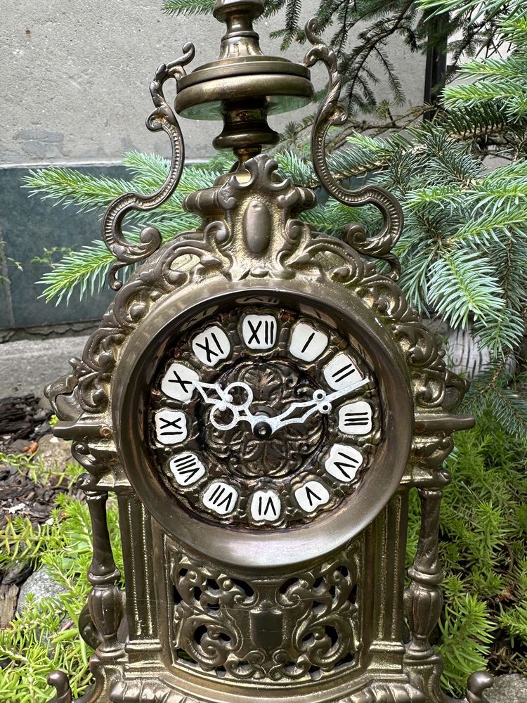 Stary zegar mosiężny- mosiądz 42 cm.