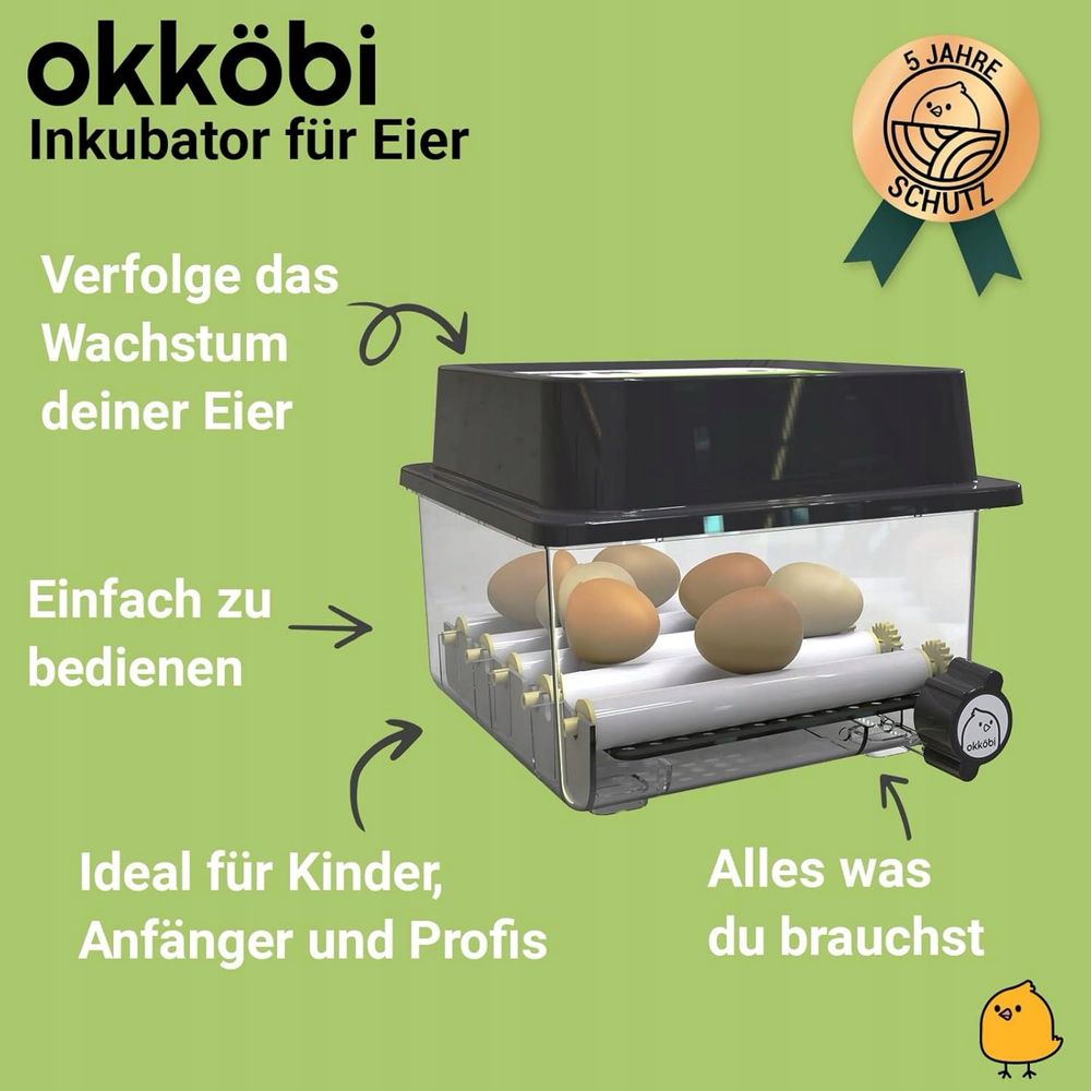 Inkubator do jaj wylęgowych - 12 jaj Okkobi OBI-12 czarny