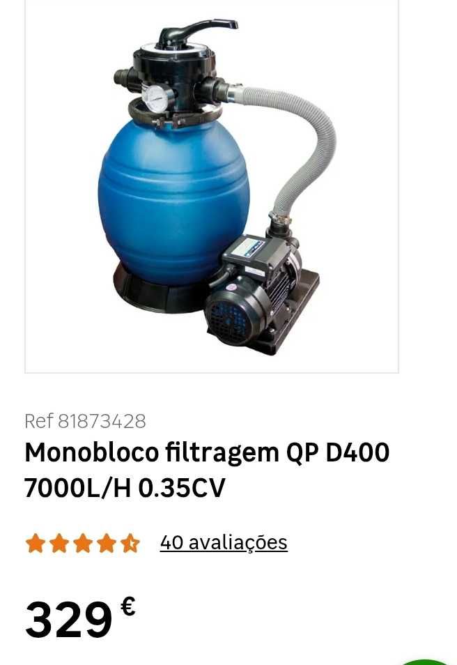 Filtro monobloco, fibras de vidro, 7000l com garantia da loja