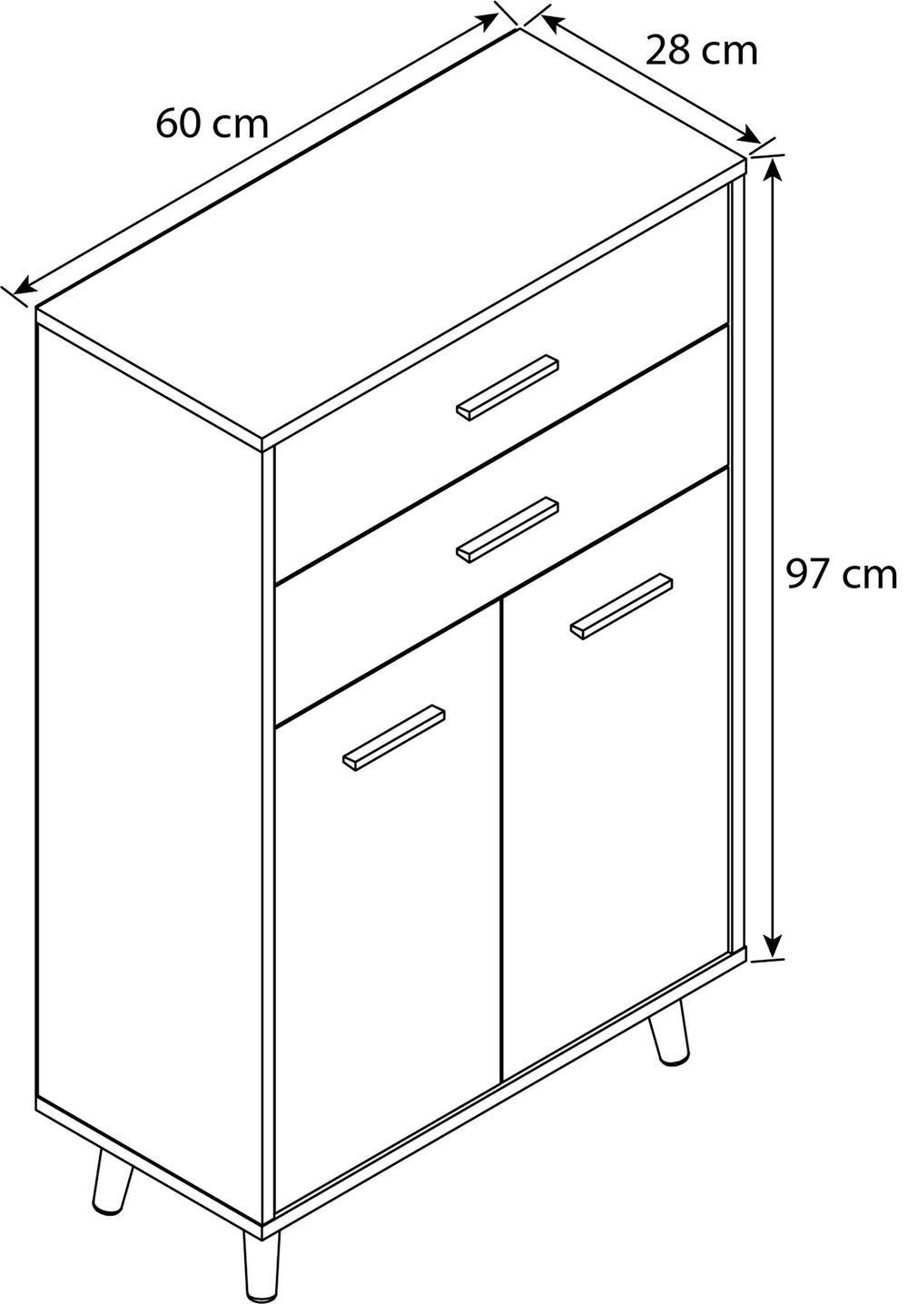 Komoda VCM LANDOS 60 x 28 x 97,1cm biały białe