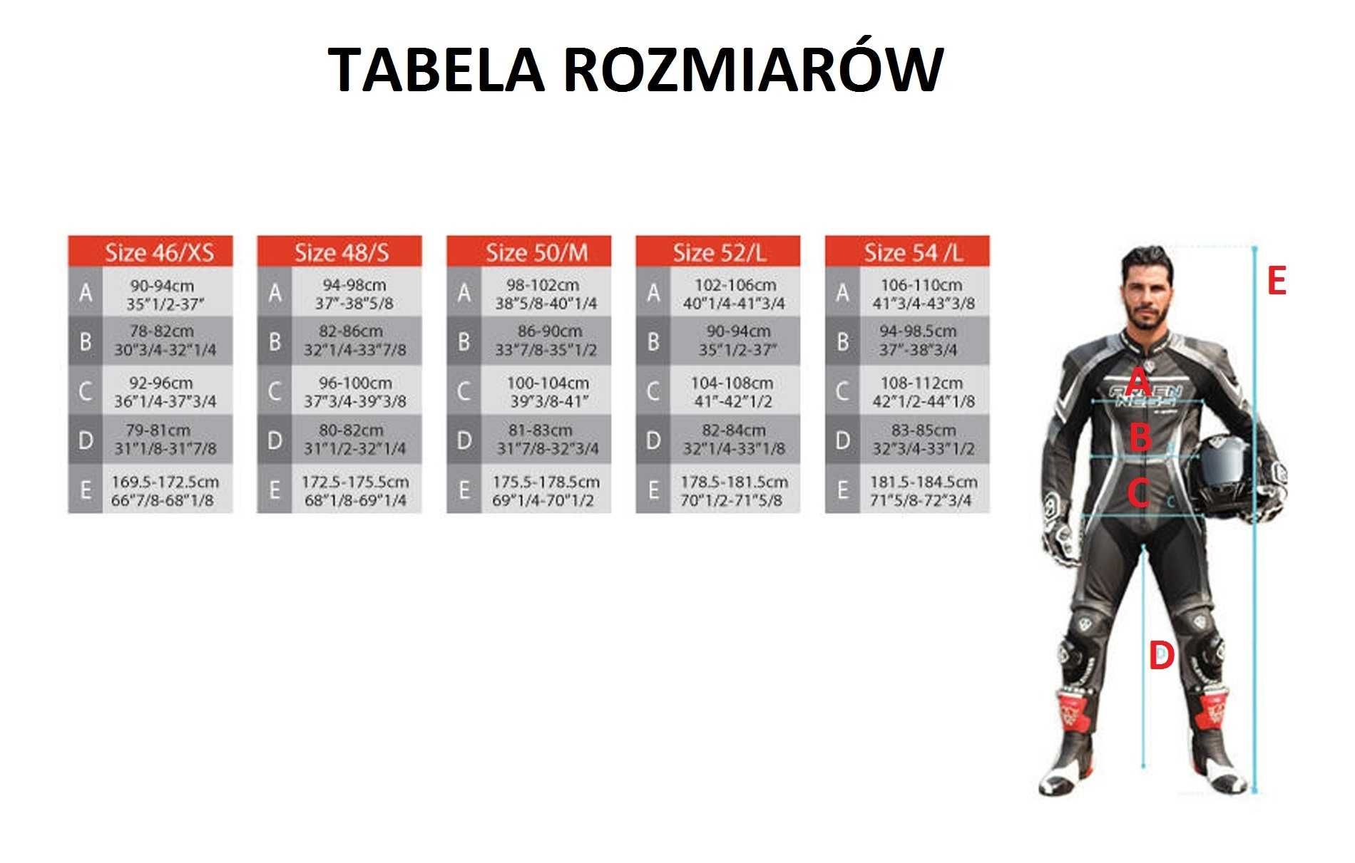 TSCHUL kombinezon skórzany dwuczęściowy r. 52