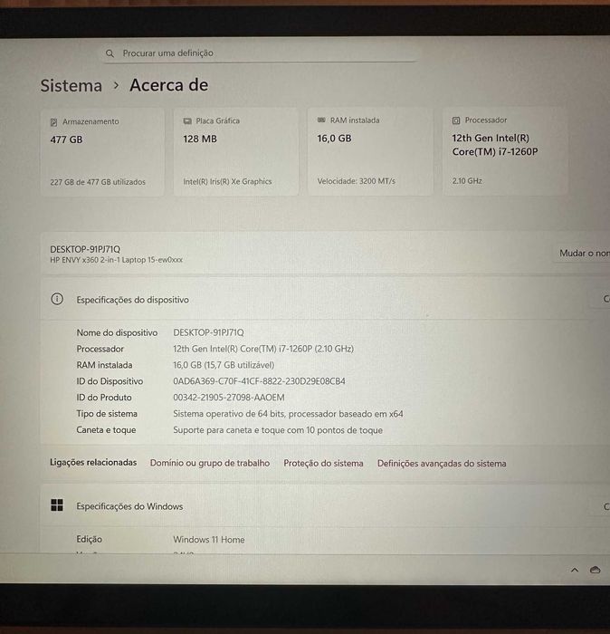 Portátil HP Envy X360 15-EW0001NP | i7-1260P | 15,6’’  Touch + Pen