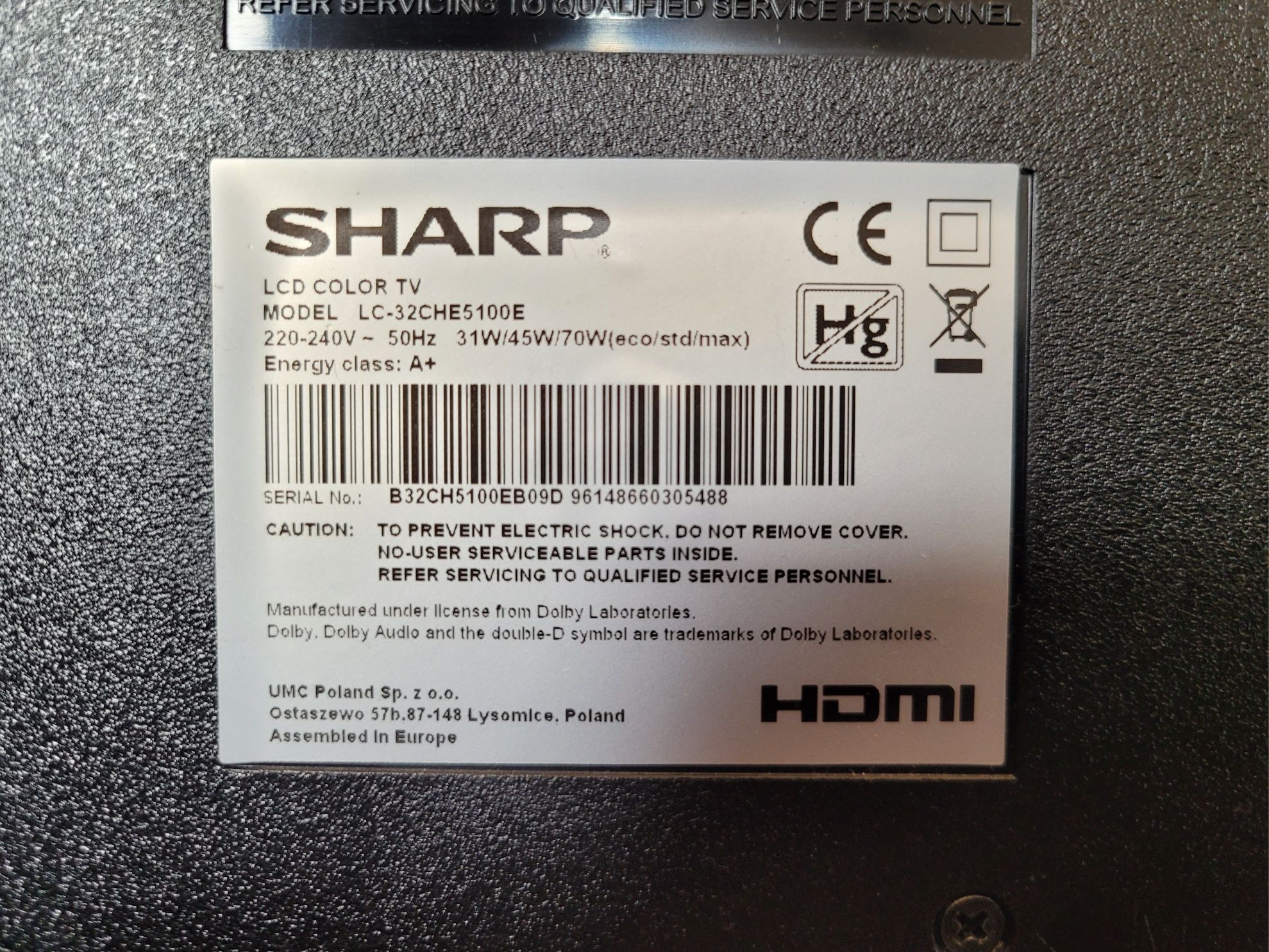 telewizor sharp + dekoder esperanza