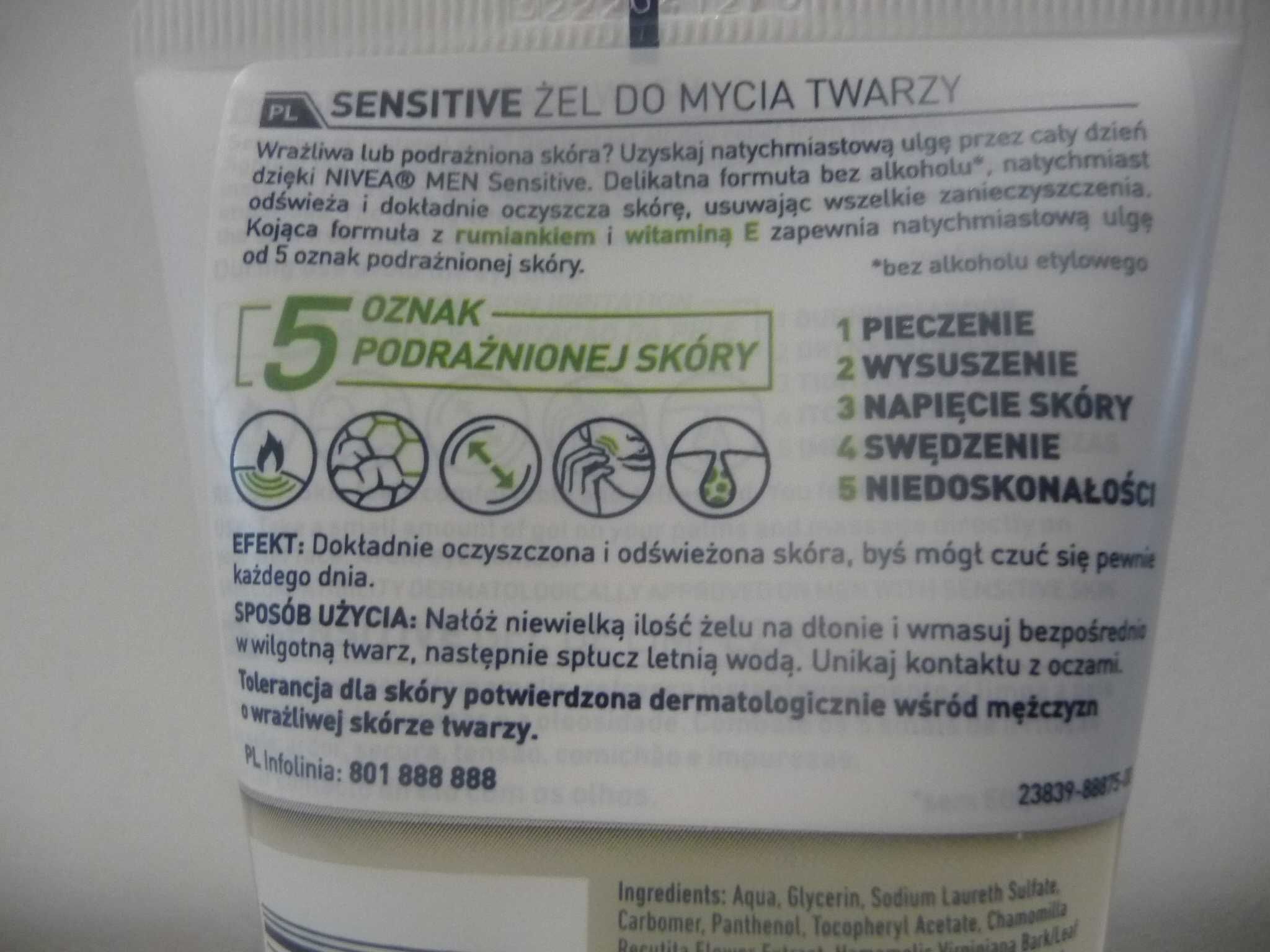 Nivea Men Sensitive żel do mycia twarzy 100 ml