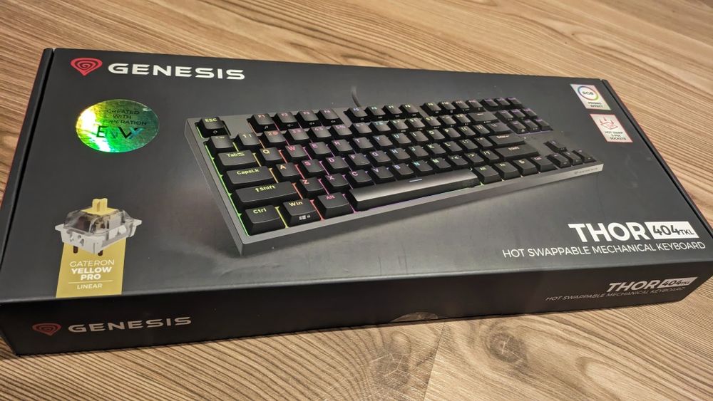 Klawiatura Mechaniczna GENESIS Thor 404 TKL RGB | NOWA | Gateron Yell