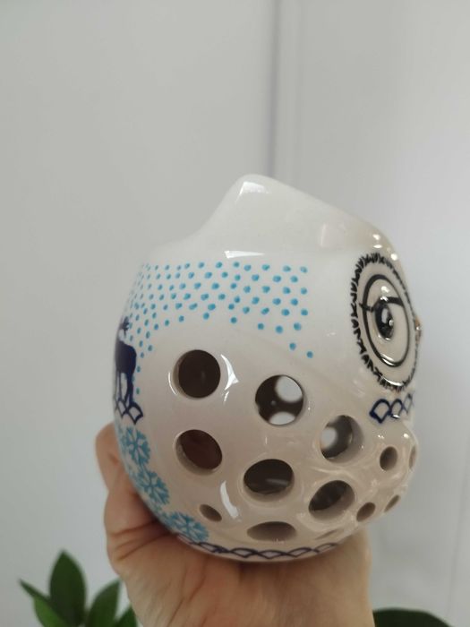 Ceramika Bolesławiec lampion kominek zapachowy sowa nowa