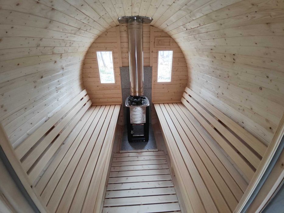 Sauna ogrodowa beczka zewnętrzna 250cm. Zestaw akcesoriów Gratis