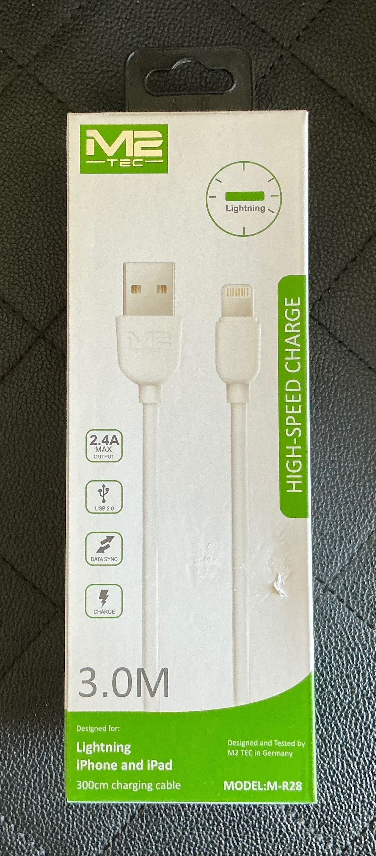Cabo USB Lightning de 3 METROS. NOVO.
