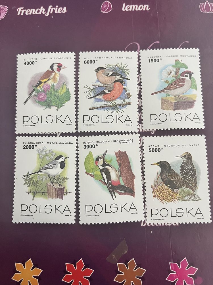Ptaki ogrodów - znaczki 1993 rok