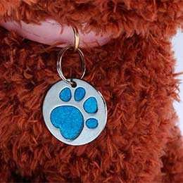 Медальон для Собак и Кошек Лапа в круге с Гравировкой Клички Телефона