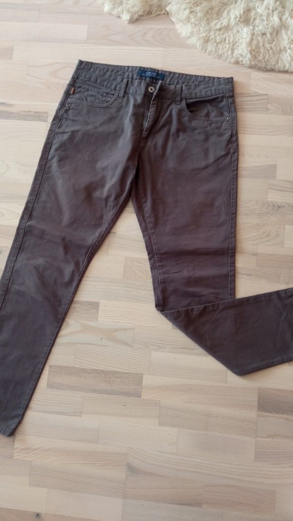 Szare bawełniane spodnie eleganckie Zara Man 32