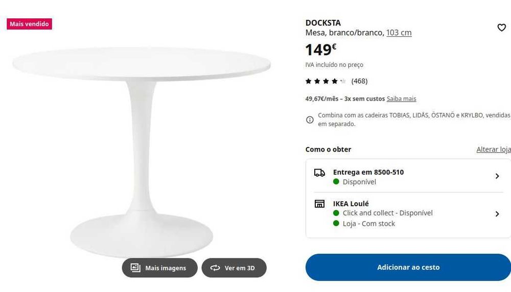 Mesa redonda IKEA Docksta como nova